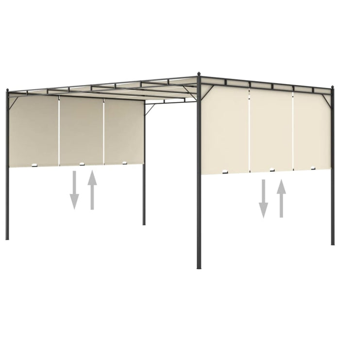 Garden Gazebo With Side Curtain 4x3x2.25 m Cream Aikka