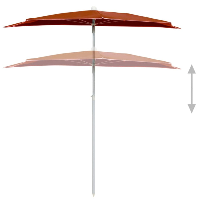 Garden Half Parasol With Pole 180x90 Cm Terracotta Toppla