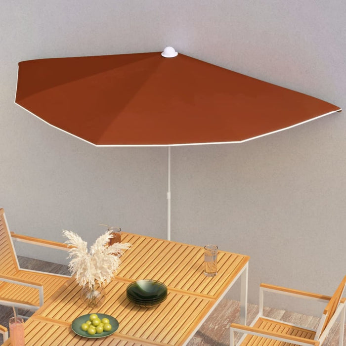 Garden Half Parasol With Pole 180x90 Cm Terracotta Toppla