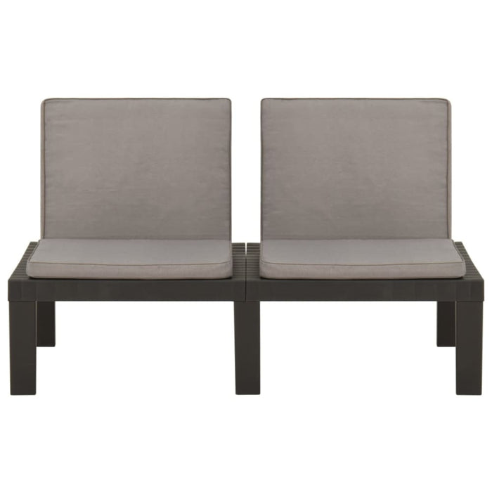 Garden Lounge Bench with Cushion Plastic Grey Topnak
