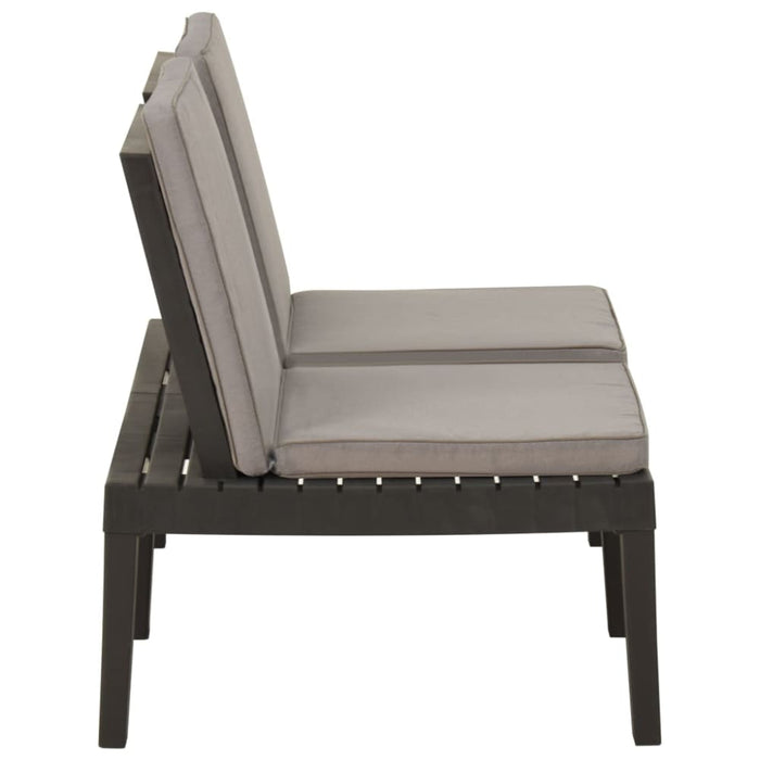 Garden Lounge Bench with Cushion Plastic Grey Topnak
