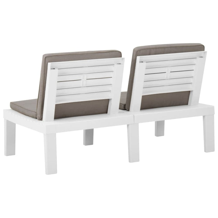 Garden Lounge Bench with Cushion Plastic White Topnan