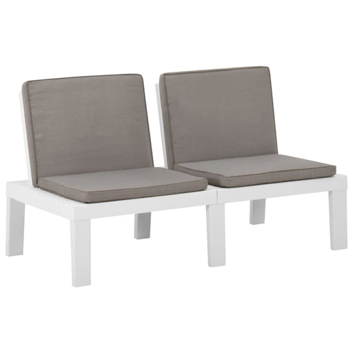 Garden Lounge Bench with Cushion Plastic White Topnan