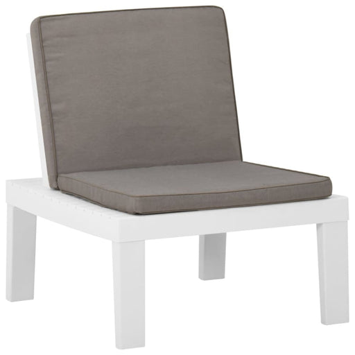 Garden Lounge Chair with Cushion Plastic White Topnal