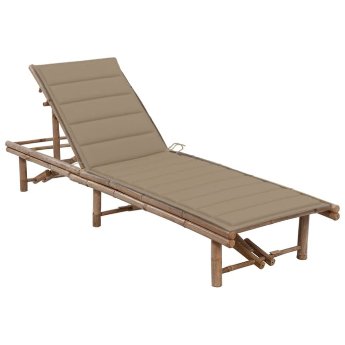 Garden Sun Lounger With Cushion Bamboo Tbloltp