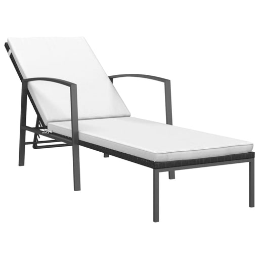 Garden Sun Lounger with Cushion Poly Rattan Black Toiltp