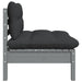 Garden Middle Sofa with Anthracite Cushions Grey Solid