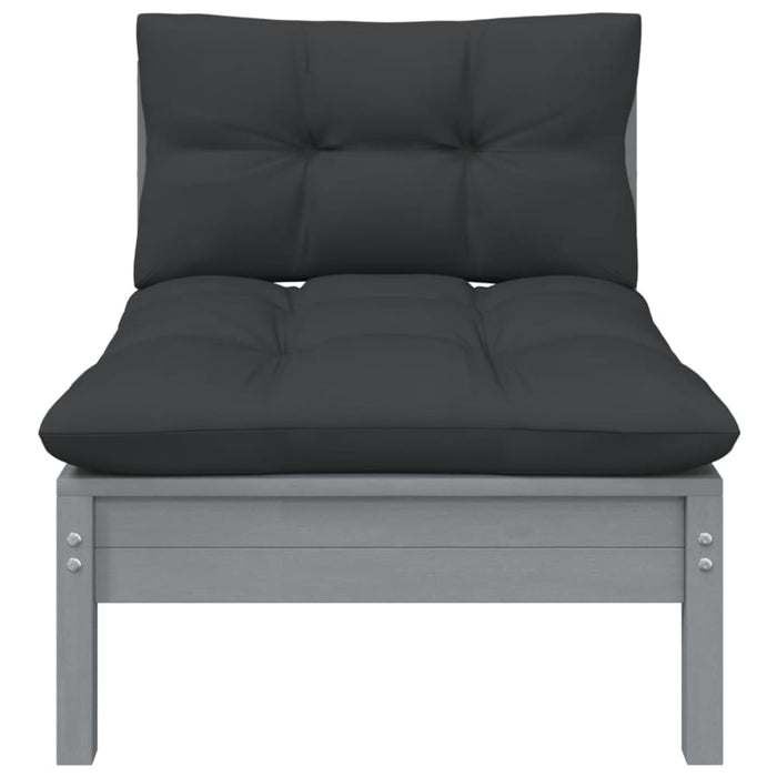 Garden Middle Sofa with Anthracite Cushions Grey Solid
