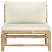 Garden Middle Sofa with Cream White Cushions Bamboo Totoal