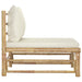 Garden Middle Sofa with Cream White Cushions Bamboo Totoal