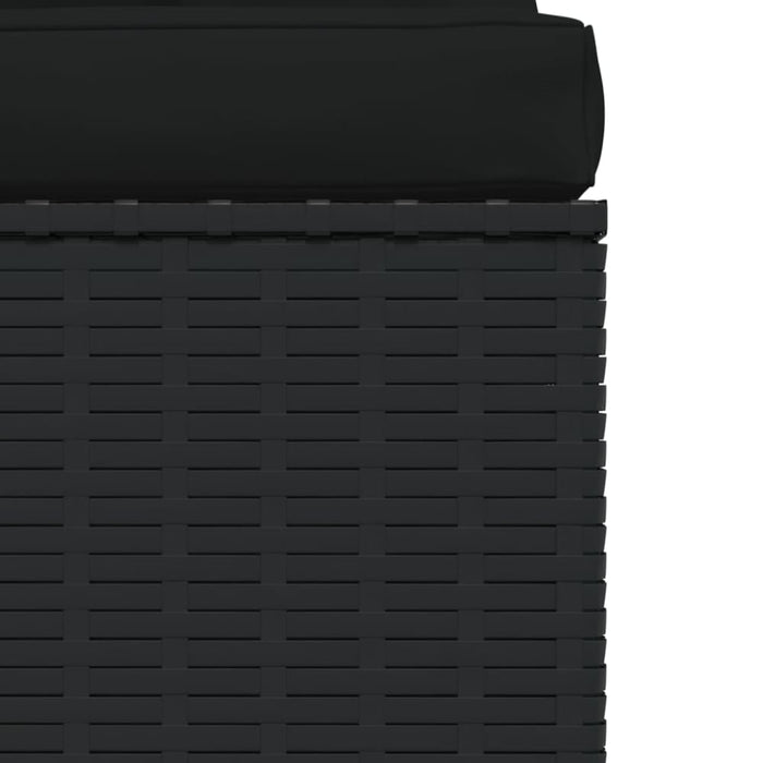 Garden Middle Sofa with Cushions Black Poly Rattan Toipxl