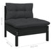 Garden Middle Sofa with Cushions Black Solid Pinewood Nblltn