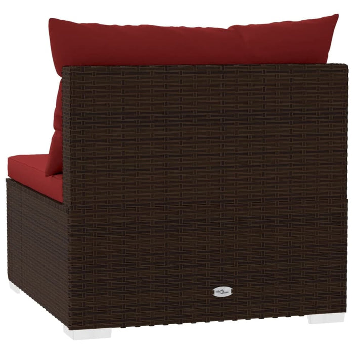 Garden Middle Sofa with Cushions Brown Poly Rattan Toipan