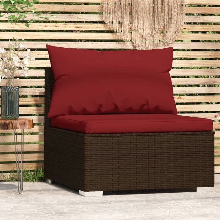 Garden Middle Sofa with Cushions Brown Poly Rattan Toipan