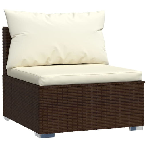 Garden Middle Sofa with Cushions Brown Poly Rattan Toipba