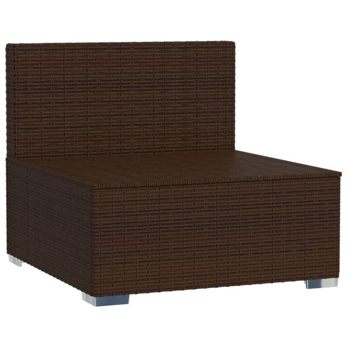 Garden Middle Sofa with Cushions Brown Poly Rattan Toipba