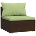 Garden Middle Sofa with Cushions Brown Poly Rattan Toippk