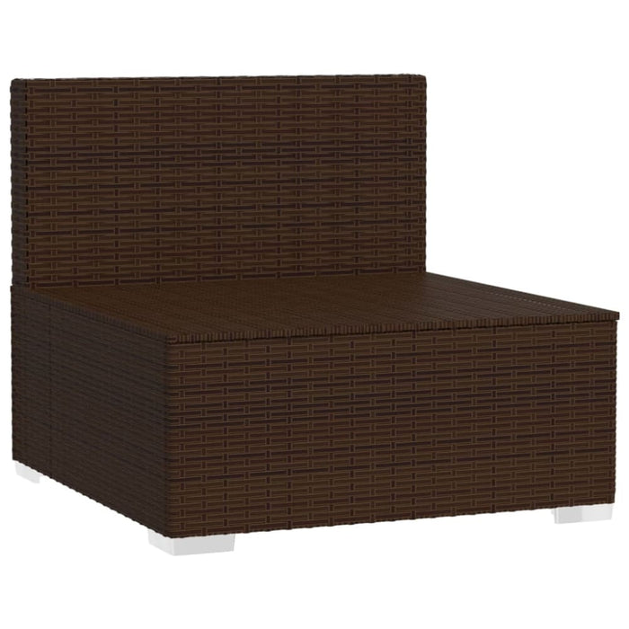 Garden Middle Sofa with Cushions Brown Poly Rattan Toippk