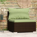 Garden Middle Sofa with Cushions Brown Poly Rattan Toippk