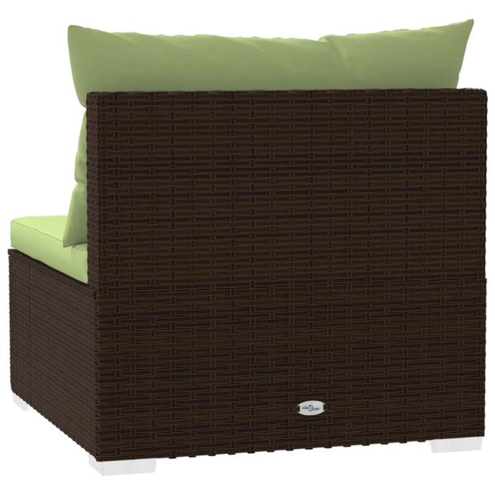 Garden Middle Sofa with Cushions Brown Poly Rattan Toippk