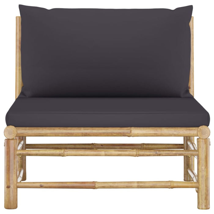 Garden Middle Sofa with Dark Grey Cushions Bamboo Totopa