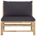 Garden Middle Sofa with Dark Grey Cushions Bamboo Totopa