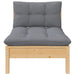 Garden Middle Sofa with Grey Cushions Solid Pinewood Nblltt