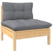 Garden Middle Sofa with Grey Cushions Solid Pinewood Nblltt