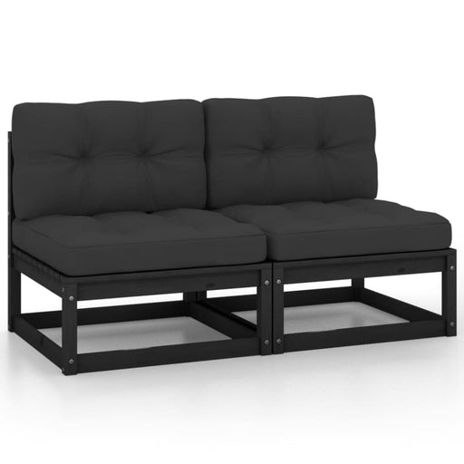Garden Middle Sofas with Anthracite Cushions 2 Pcs Solid