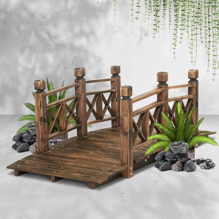 Garden Ornaments Wooden Rustic Bridge Decor Outdoor