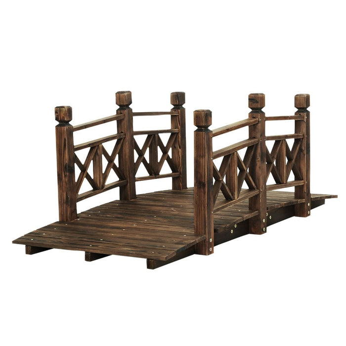 Garden Ornaments Wooden Rustic Bridge Decor Outdoor