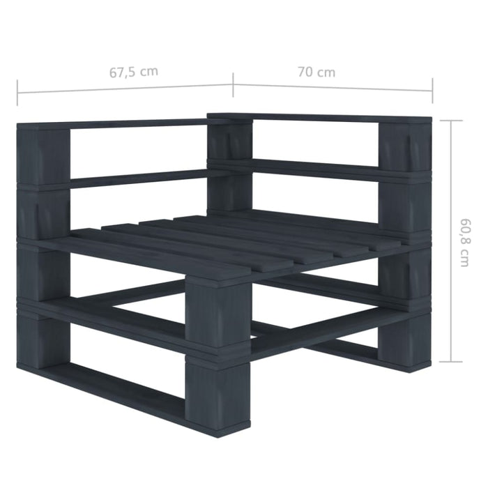 Garden Pallet Corner Sofa Wood Grey Totpip