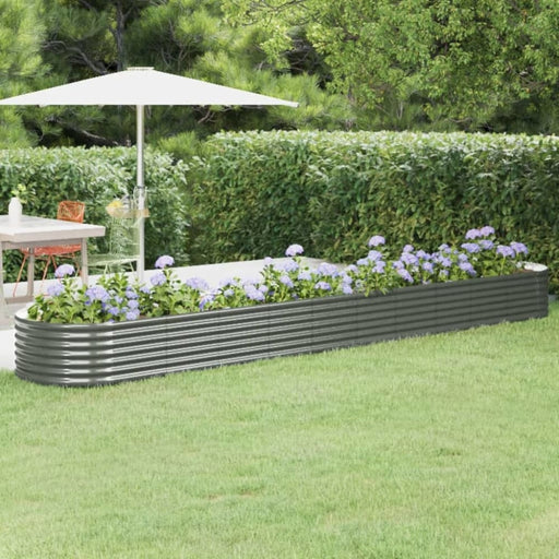 Garden Planter Powder-coated Steel 440x80x36 Cm Grey Tonkta