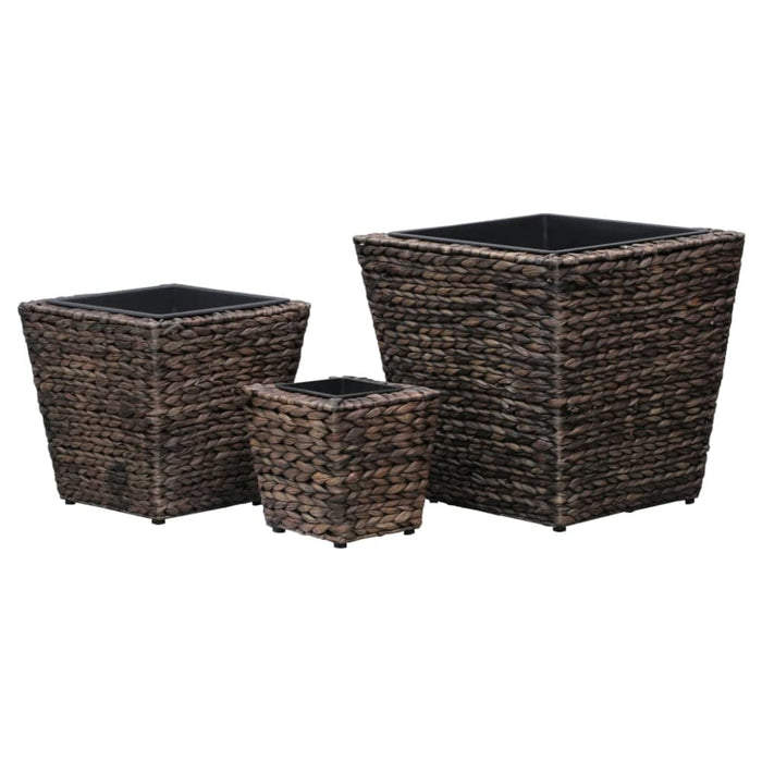 Garden Raised Beds 3 Pcs Water Hyacinth Brown Appix