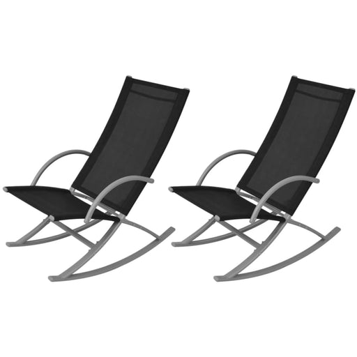 Garden Rocking Chairs 2 Pcs Steel and Textilene Black Axolt