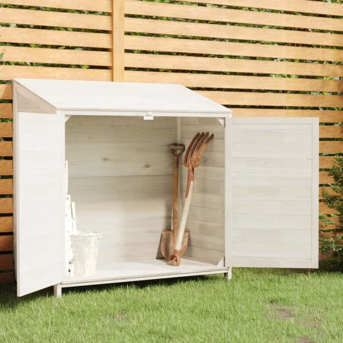 Garden Shed White 102x52x112 Cm Solid Wood Fir Opxont