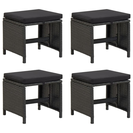Garden Stools 4 Pcs with Cushions Poly Rattan Black Toliak