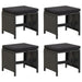 Garden Stools 4 Pcs with Cushions Poly Rattan Black Toliak