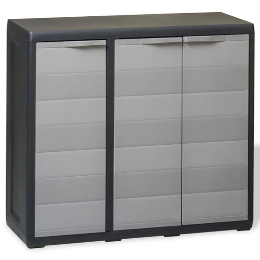 Garden Storage Cabinet with 2 Shelves Black and Grey Atibp