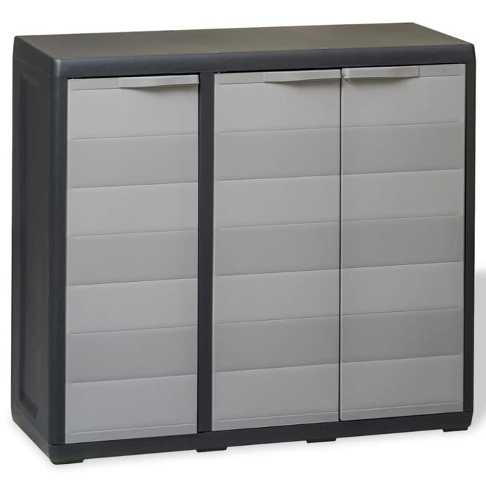 Garden Storage Cabinet with 2 Shelves Black and Grey Atibp