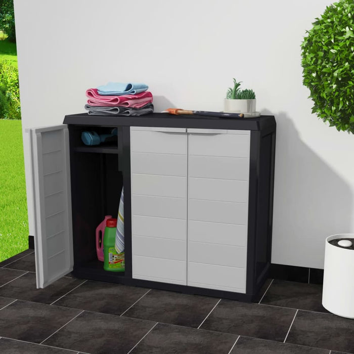 Garden Storage Cabinet with 2 Shelves Black and Grey Atibp