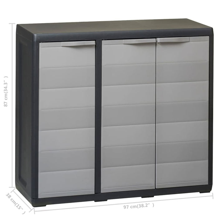 Garden Storage Cabinet with 2 Shelves Black and Grey Atibp