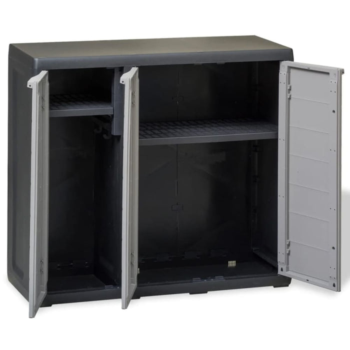 Garden Storage Cabinet with 2 Shelves Black and Grey Atibp