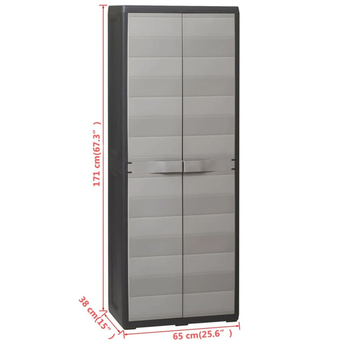 Garden Storage Cabinet with 3 Shelves Black and Grey Atibt