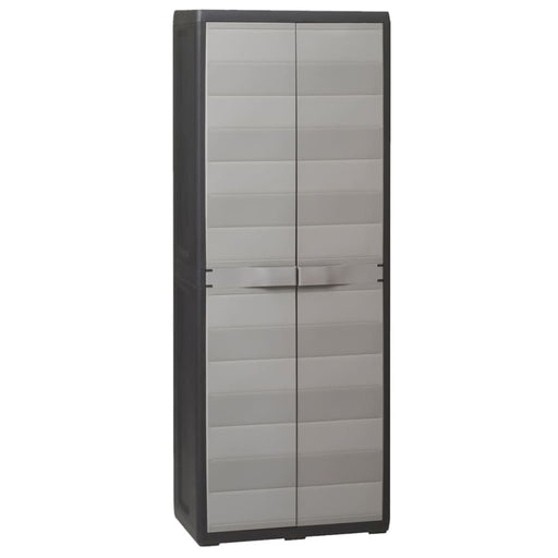 Garden Storage Cabinet with 3 Shelves Black and Grey Atibt