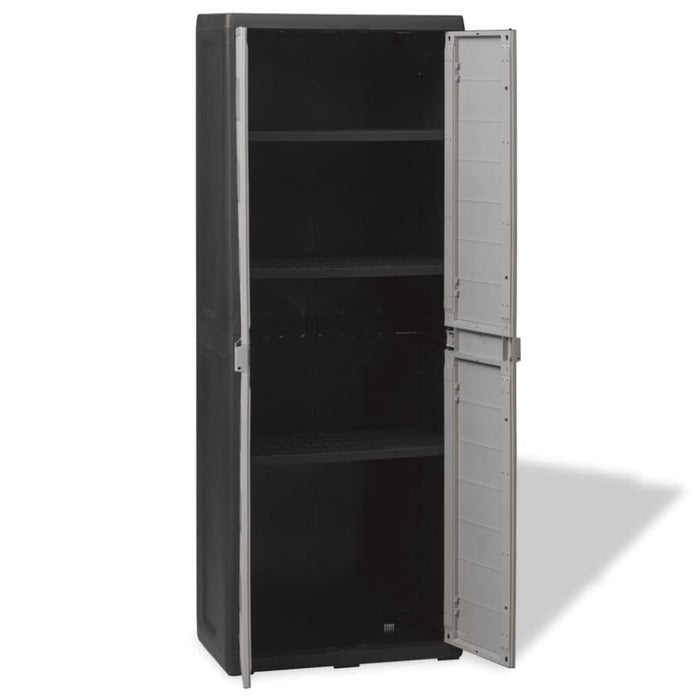 Garden Storage Cabinet with 3 Shelves Black and Grey Atibt