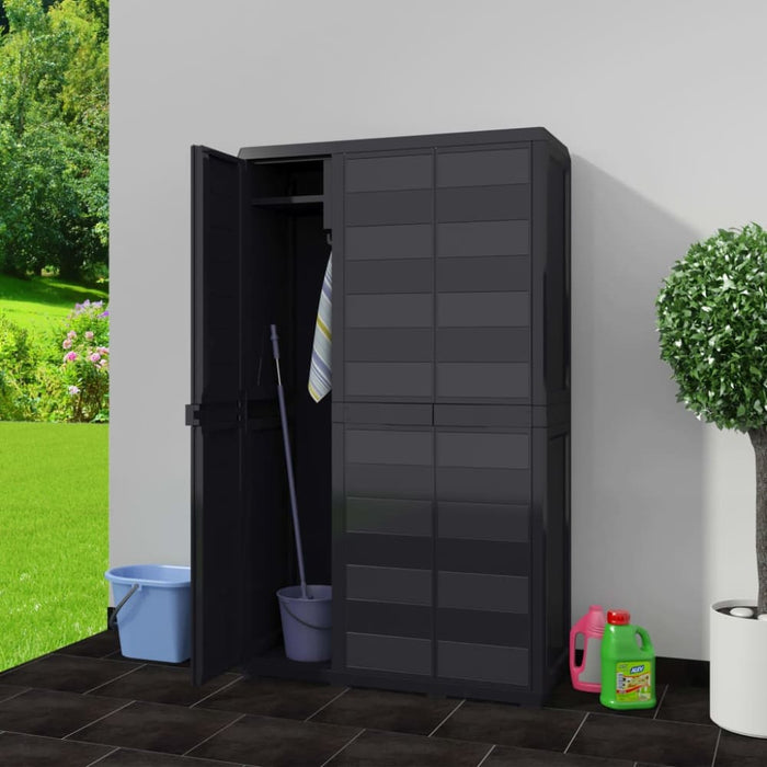 Garden Storage Cabinet with 4 Shelves Black Atibb