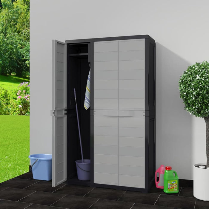 Garden Storage Cabinet with 4 Shelves Black and Grey Atibo