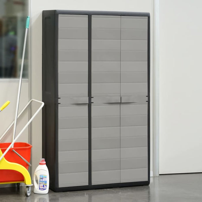 Garden Storage Cabinet with 4 Shelves Black and Grey Atibo