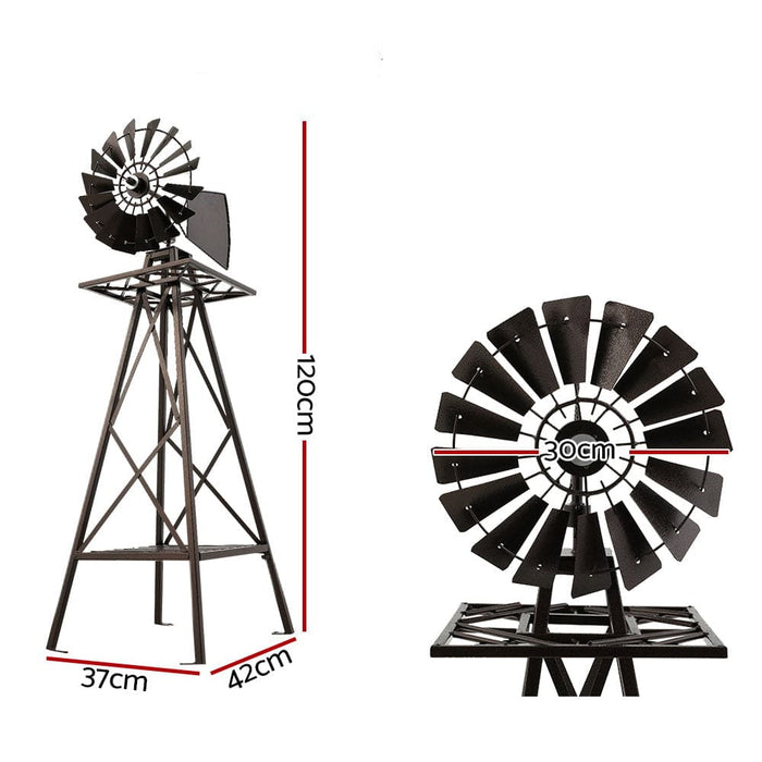 Garden Windmill 120cm Metal Ornaments Outdoor Decor